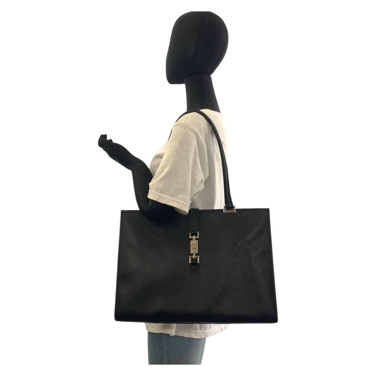 19189
GUCCI グッチ ジャッキー ブラック 黒 シルバー金具 レザー 002 1074 トートバッグ ショルダーバッグ レディース ABP48