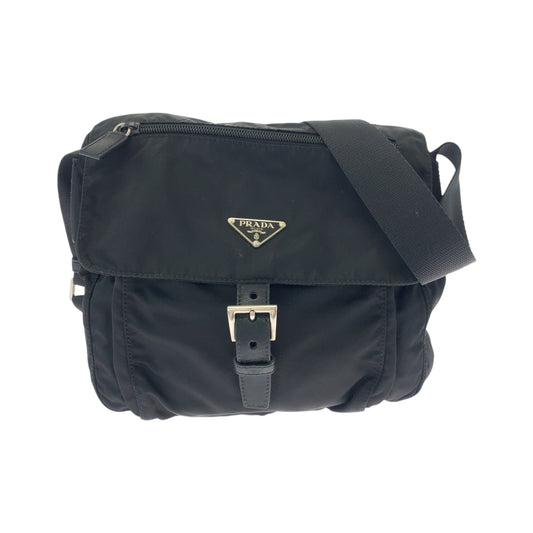 19190
PRADA プラダ テスート 三角ロゴプレート ブラック 黒 シルバー金具 ナイロン BT8994 ショルダーバッグ ポシェット  メンズ ABP36