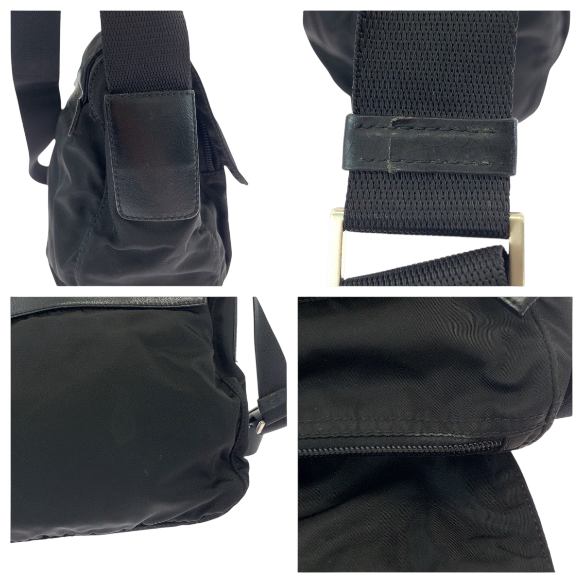 19190
PRADA プラダ テスート 三角ロゴプレート ブラック 黒 シルバー金具 ナイロン BT8994 ショルダーバッグ ポシェット  メンズ ABP36