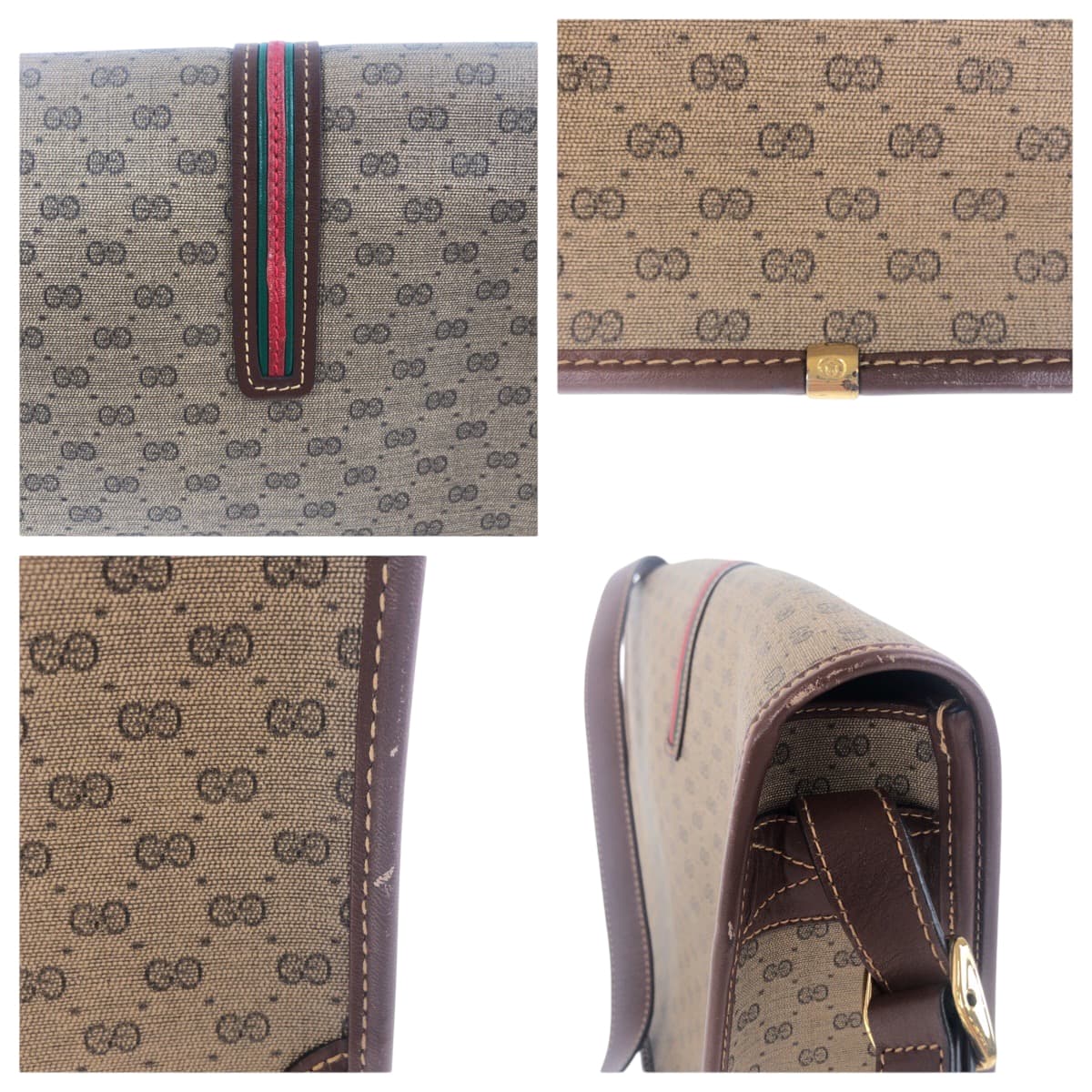 19191
GUCCI グッチ オールドグッチ シェリーライン ブラウン ゴールド金具 レザー 001 103 0551 ショルダーバッグ ポシェット レディース ABP45