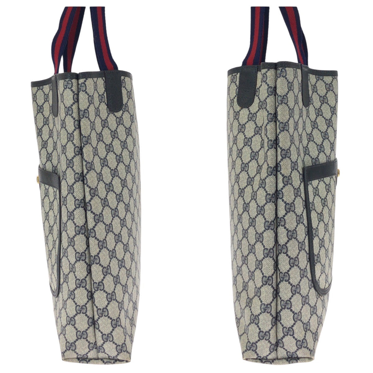 19192
GUCCI グッチ ヴィンテージ オールドグッチ シェリーライン ネイビー グレー ゴールド金具 GGスプリームキャンバス / レザー 39 002 4487 トートバッグ ショルダーバッグ 男女兼用  レディース AB24
