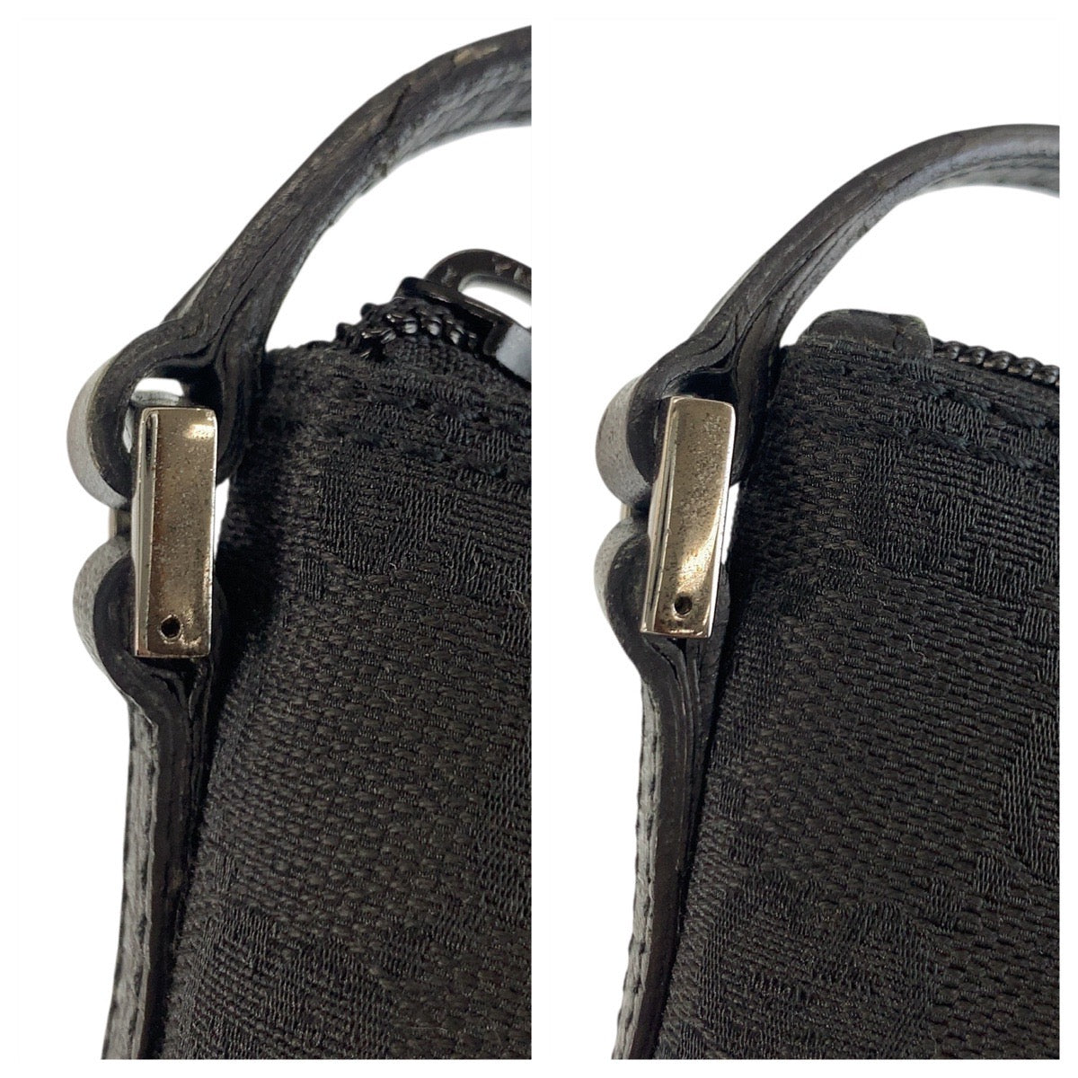 19193
GUCCI グッチ ブラック 黒 シルバー金具 GGキャンバス / レザー 07198 ハンドバッグ アクセサリーポーチ レディース A38