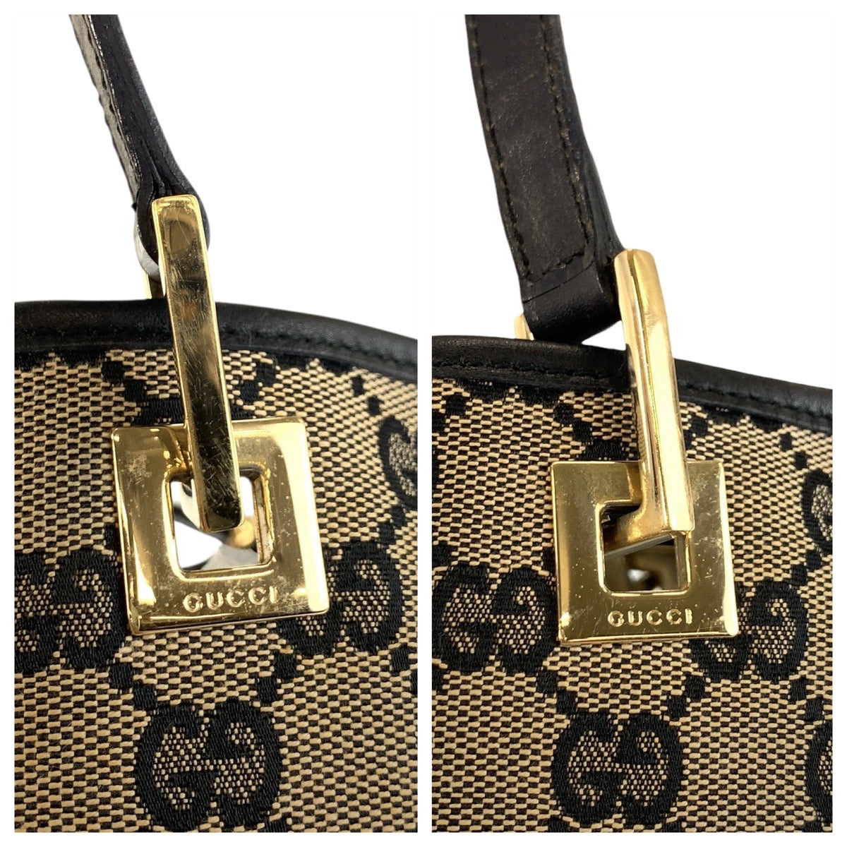 19194
GUCCI グッチ ベージュ ブラック ゴールド金具 GGキャンバス / レザー 002 1098 トートバッグ ショルダーバッグ レディース ABP34