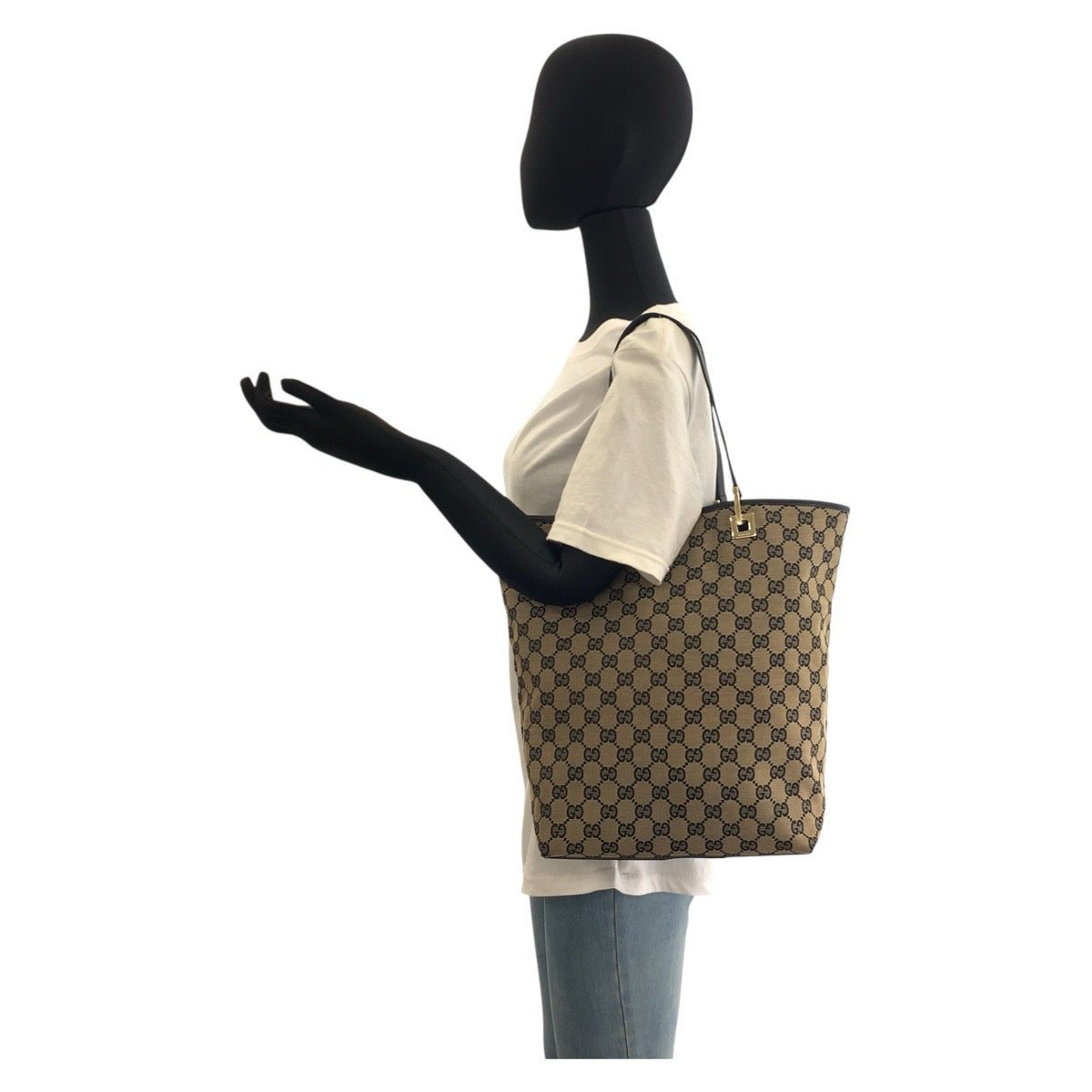 19194
GUCCI グッチ ベージュ ブラック ゴールド金具 GGキャンバス / レザー 002 1098 トートバッグ ショルダーバッグ レディース ABP34
