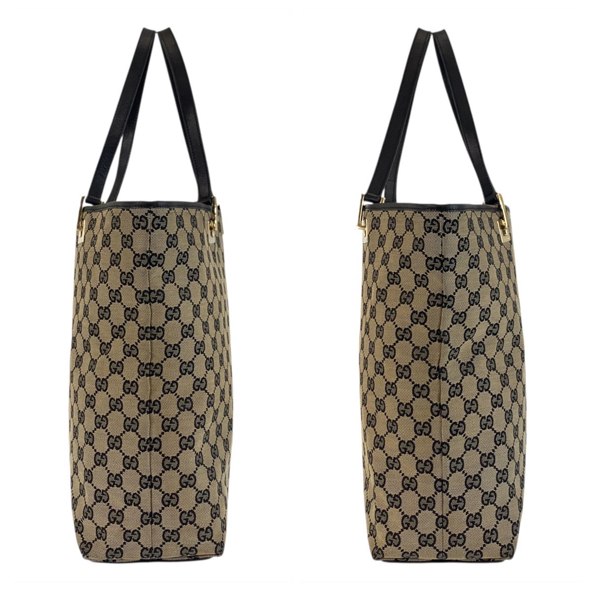 19194
GUCCI グッチ ベージュ ブラック ゴールド金具 GGキャンバス / レザー 002 1098 トートバッグ ショルダーバッグ レディース ABP34
