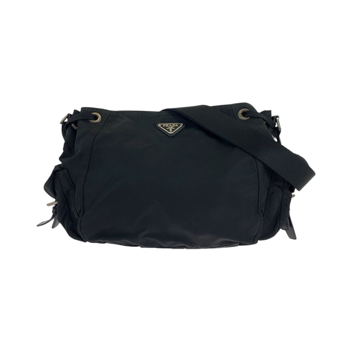19195
PRADA プラダ テスート 三角ロゴプレート ブラック 黒 シルバー金具 ナイロン BT0572 ショルダーバッグ メッセンジャーバッグ  レディース ABP41