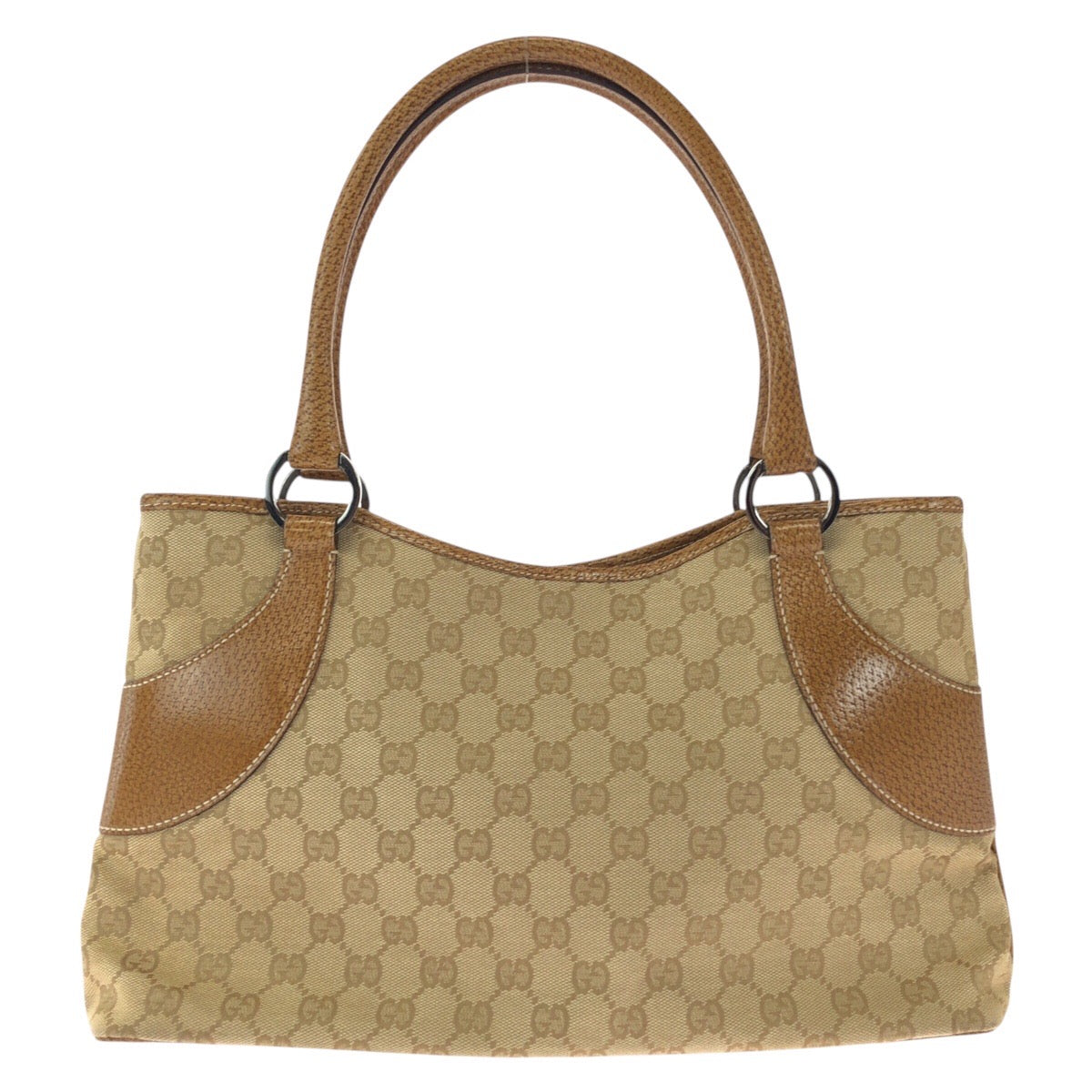 19196
GUCCI Brown Beige Silver Hardware GG Supreme Canvas / Leather 113015 Tote Bag Shoulder Bag Women's ABP38
