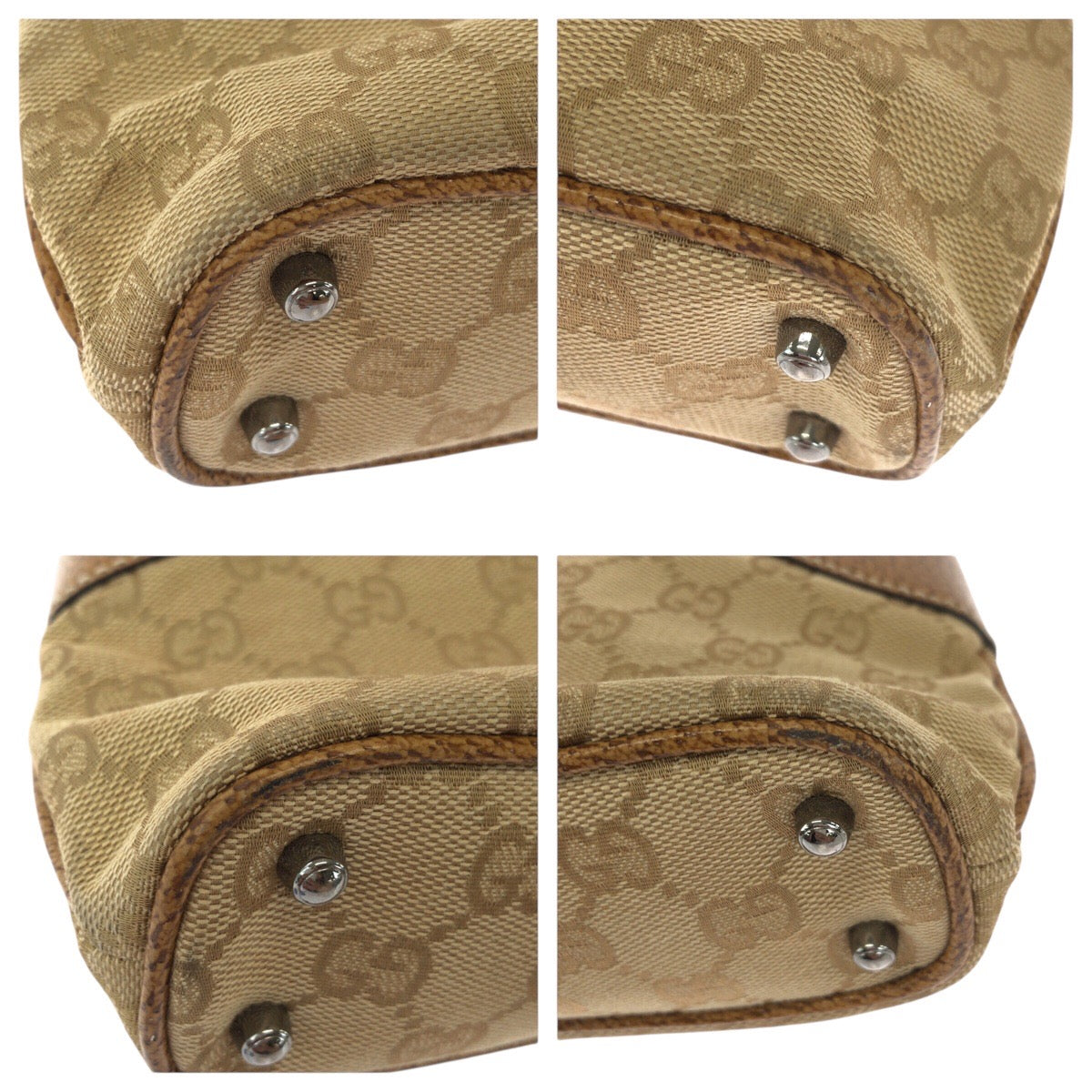 19196
GUCCI Brown Beige Silver Hardware GG Supreme Canvas / Leather 113015 Tote Bag Shoulder Bag Women's ABP38