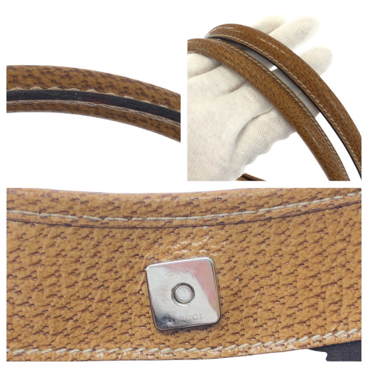 19196
GUCCI Brown Beige Silver Hardware GG Supreme Canvas / Leather 113015 Tote Bag Shoulder Bag Women's ABP38