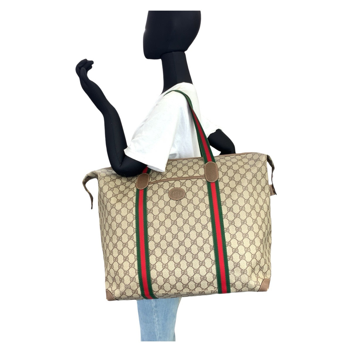 19198
GUCCI グッチ ヴィンテージ オールドグッチ シェリーライン ベージュ ブラウン ゴールド金具 GGスプリームキャンバス / レザー 002 39 6 トートバッグ ボストンバッグ メンズ ABP45