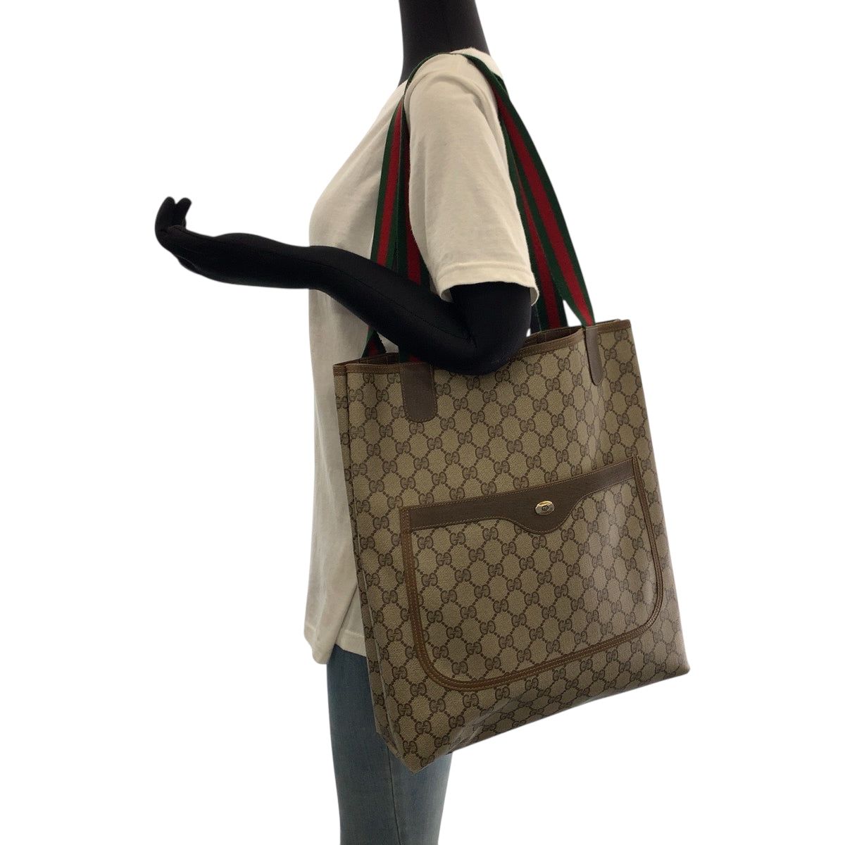 19199
GUCCI グッチ オールドグッチ シェリーライン ベージュ ブラウン レッド グリーン GGスプリームキャンバス 40 02 003 トートバッグ ショルダーバッグ  レディース AB20