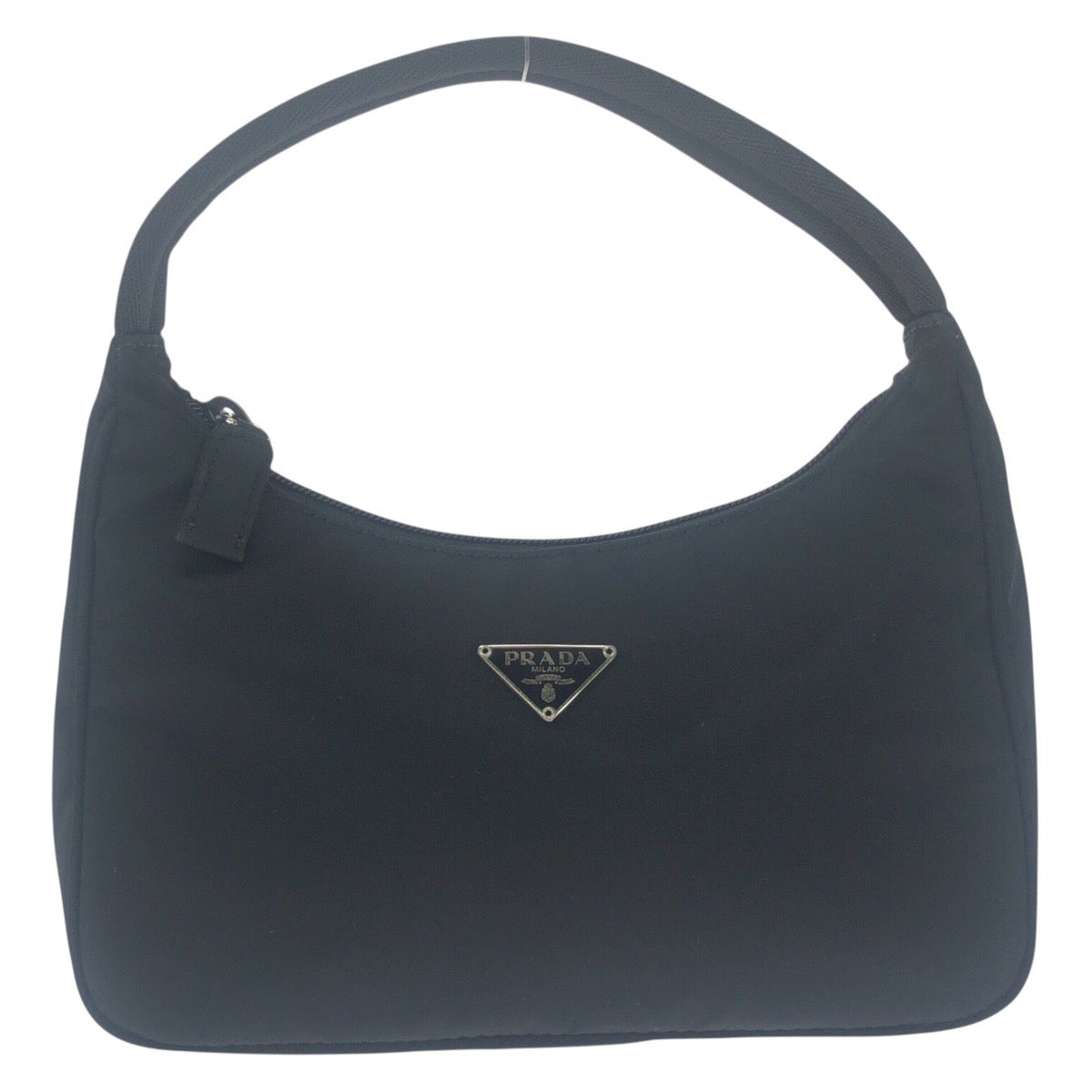 19201
PRADA プラダ テスート 三角ロゴプレート ブラック 黒 シルバー金具 ナイロン ハンドバッグ アクセサリーポーチ  レディース A43