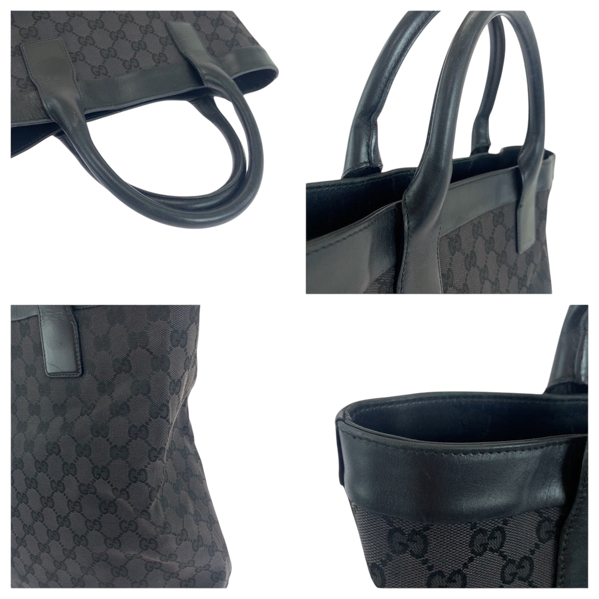 19202
GUCCI グッチ ブラック 黒 シルバー金具 GGキャンバス 002 1141 トートバッグ ショルダーバッグ レディース AB27
