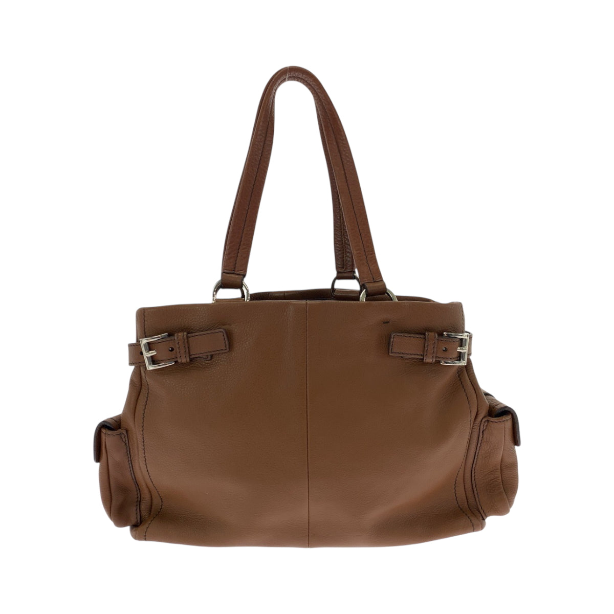 19203
PRADA プラダ ヴィッテロダイノ 三角ロゴプレート ブラウン シルバー金具 レザー BR3250 トートバッグ ショルダーバッグ  レディース A75