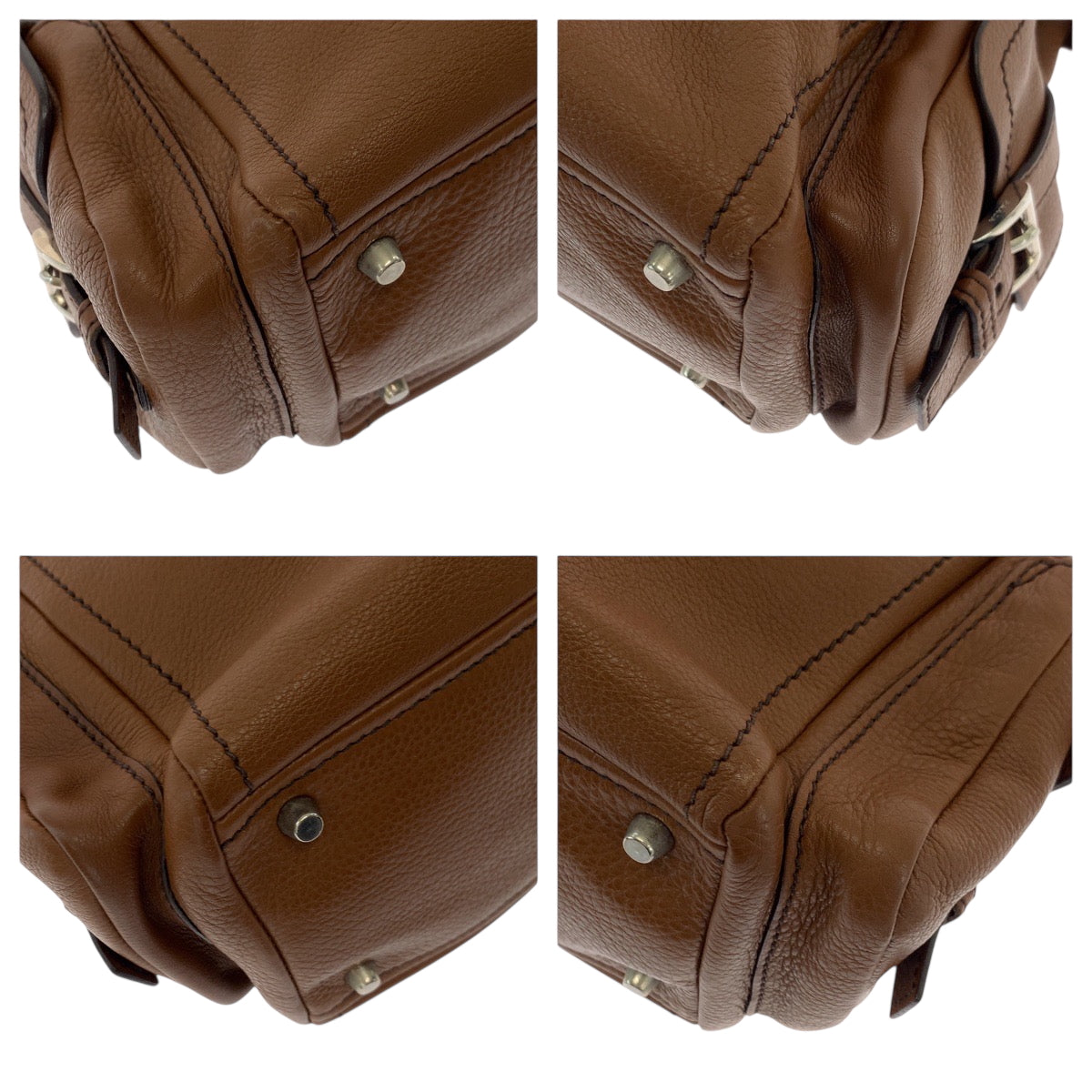 19203
PRADA プラダ ヴィッテロダイノ 三角ロゴプレート ブラウン シルバー金具 レザー BR3250 トートバッグ ショルダーバッグ  レディース A75