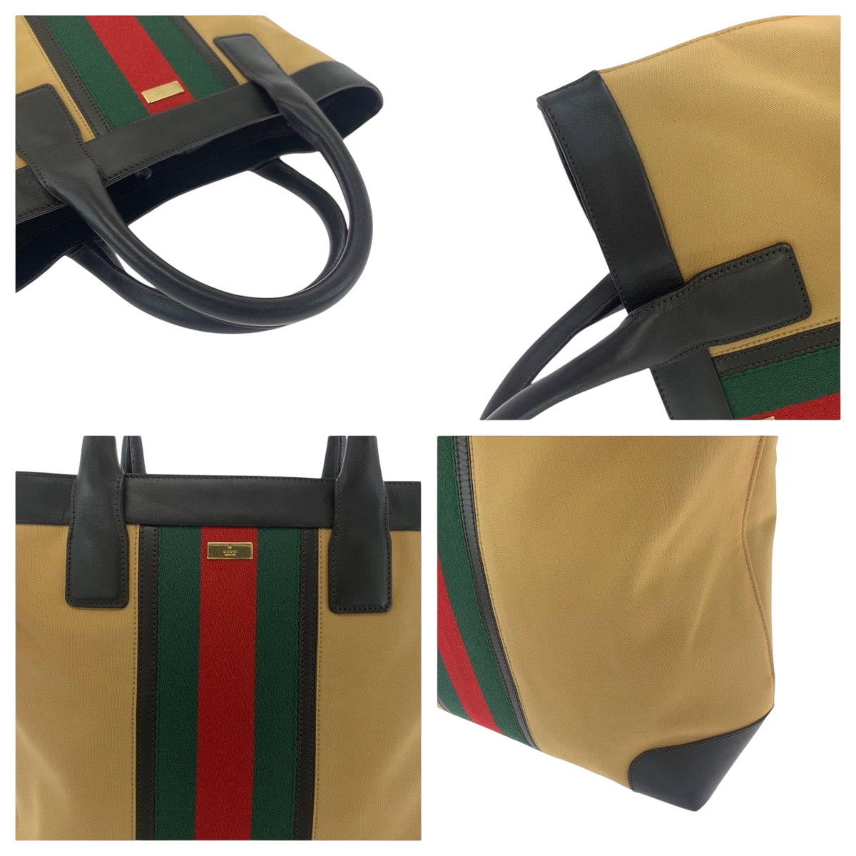 19205
GUCCI グッチ シェリーライン キャメル レッド グリーン ゴールド金具 キャンバス 002 1121 トートバッグ ショルダーバッグ  レディース A45