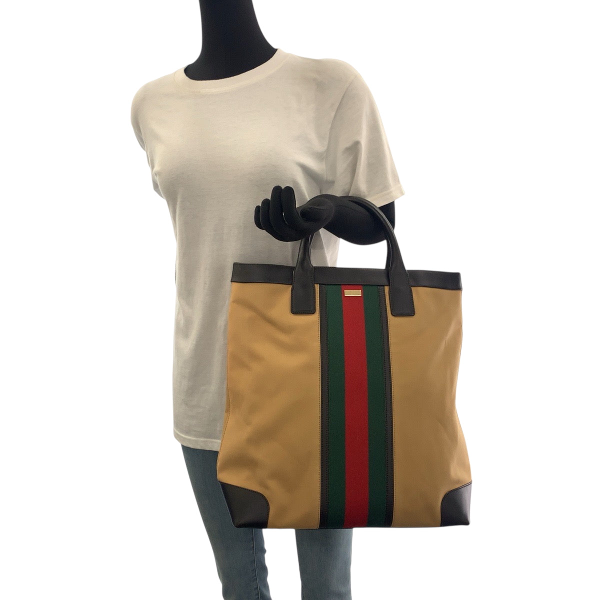 19205
GUCCI グッチ シェリーライン キャメル レッド グリーン ゴールド金具 キャンバス 002 1121 トートバッグ ショルダーバッグ  レディース A45