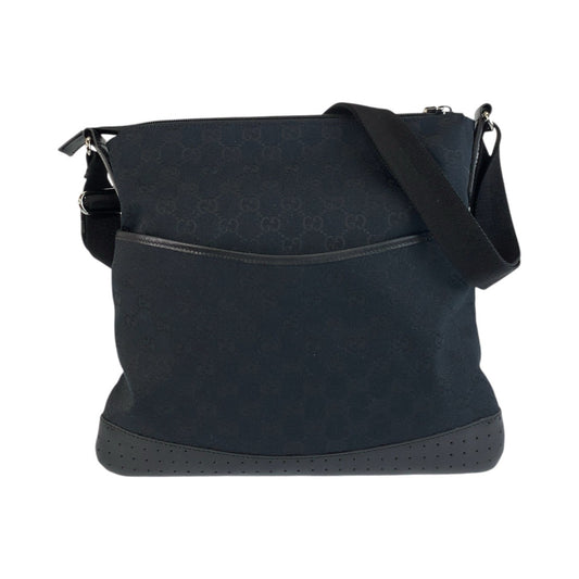 19206
GUCCI グッチ ブラック 黒 シルバー金具 GGキャンバス / レザー 145857 ショルダーバッグ メッセンジャーバッグ レディース A55