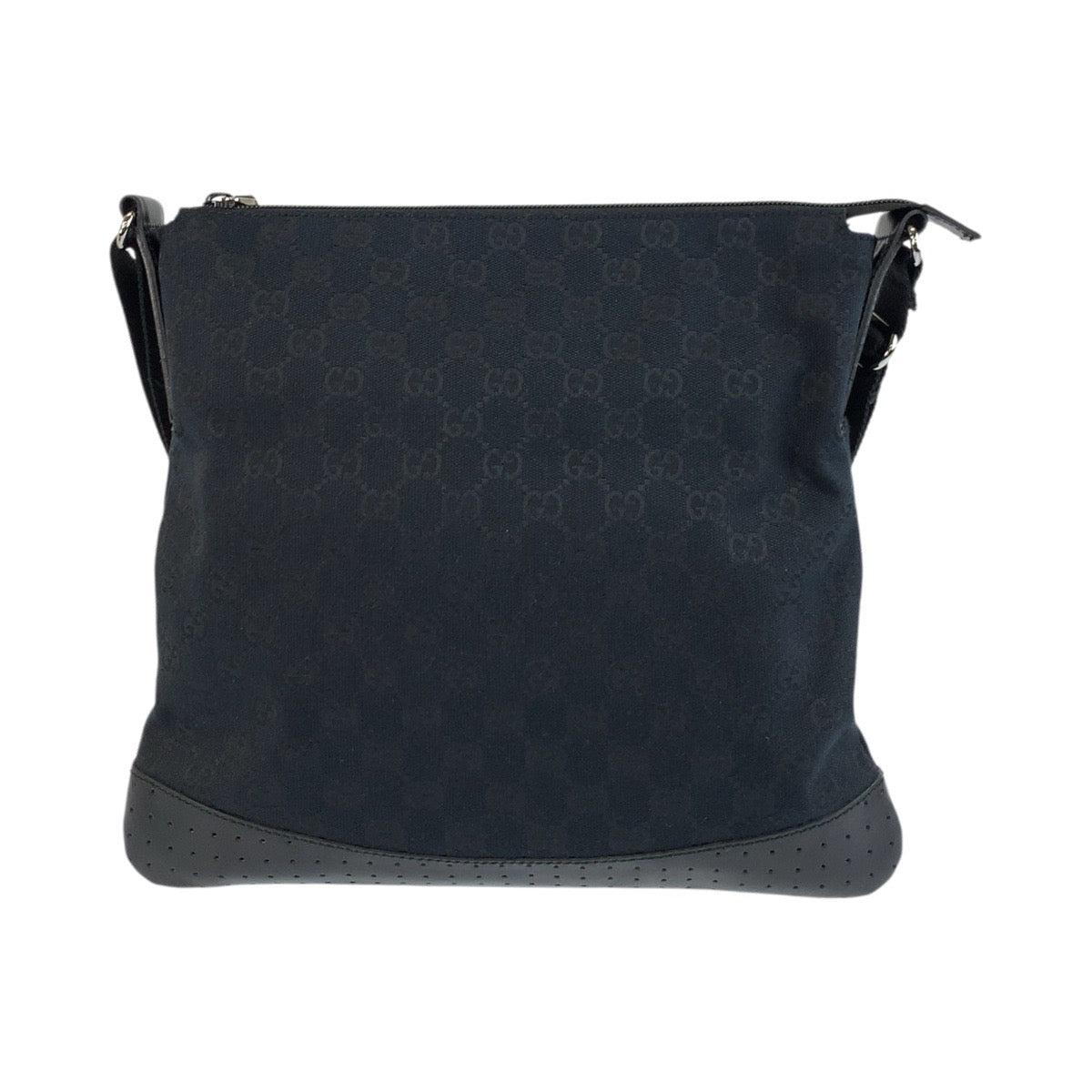 19206
GUCCI グッチ ブラック 黒 シルバー金具 GGキャンバス / レザー 145857 ショルダーバッグ メッセンジャーバッグ レディース A55
