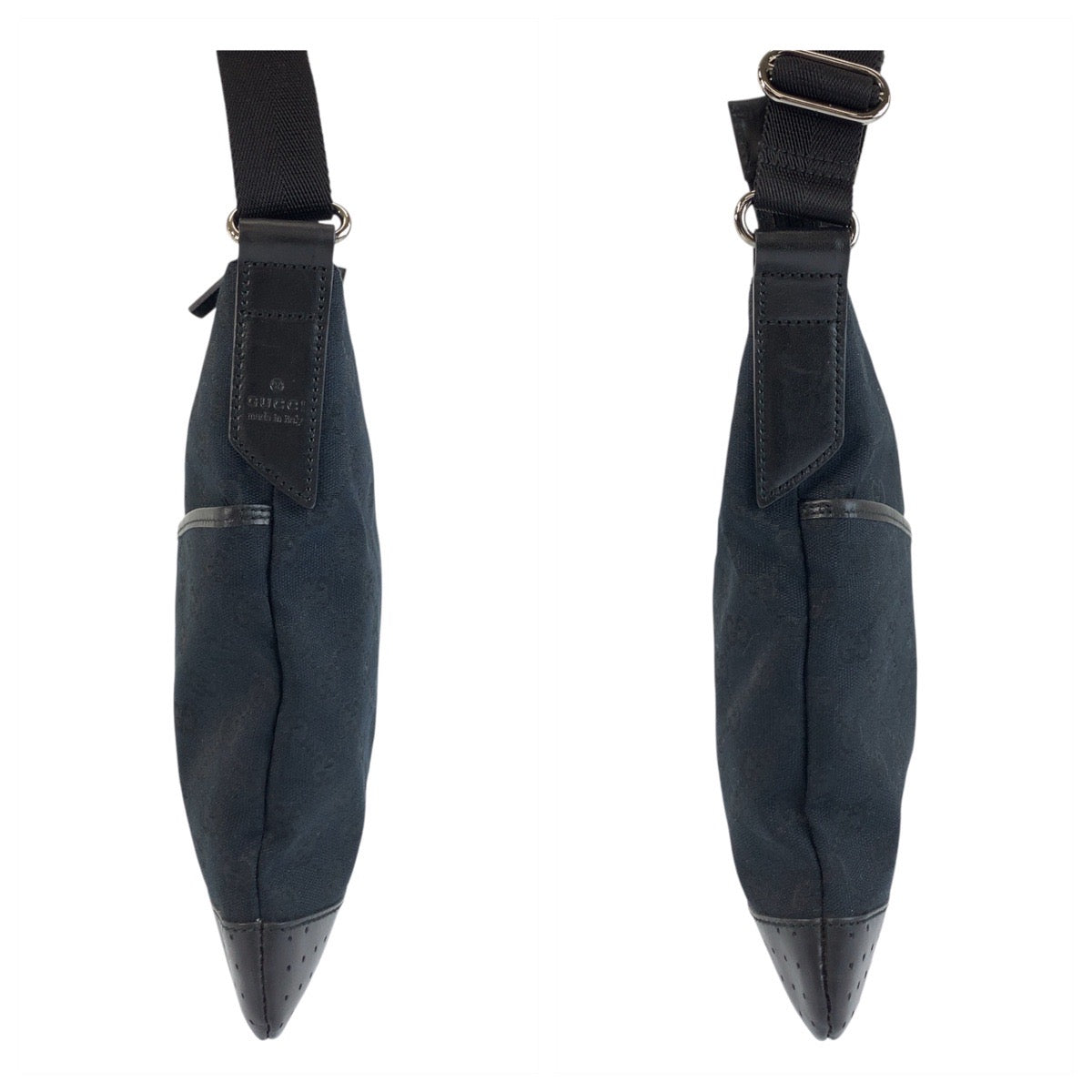 19206
GUCCI グッチ ブラック 黒 シルバー金具 GGキャンバス / レザー 145857 ショルダーバッグ メッセンジャーバッグ レディース A55