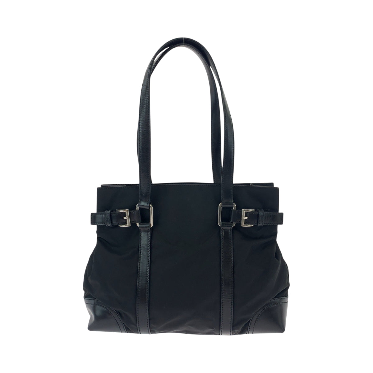 19207
PRADA プラダ テスート 三角ロゴプレート ブラック 黒 シルバー金具 ナイロン BR3118 トートバッグ. レディース A45