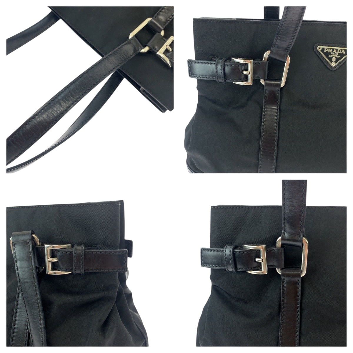 19207
PRADA プラダ テスート 三角ロゴプレート ブラック 黒 シルバー金具 ナイロン BR3118 トートバッグ. レディース A45