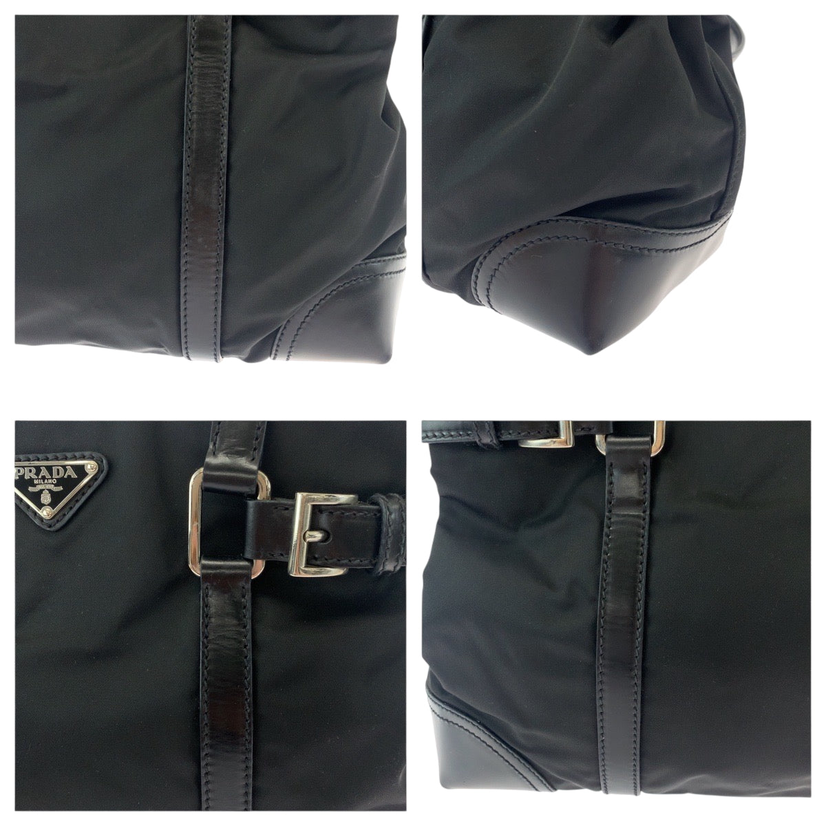 19207
PRADA プラダ テスート 三角ロゴプレート ブラック 黒 シルバー金具 ナイロン BR3118 トートバッグ. レディース A45
