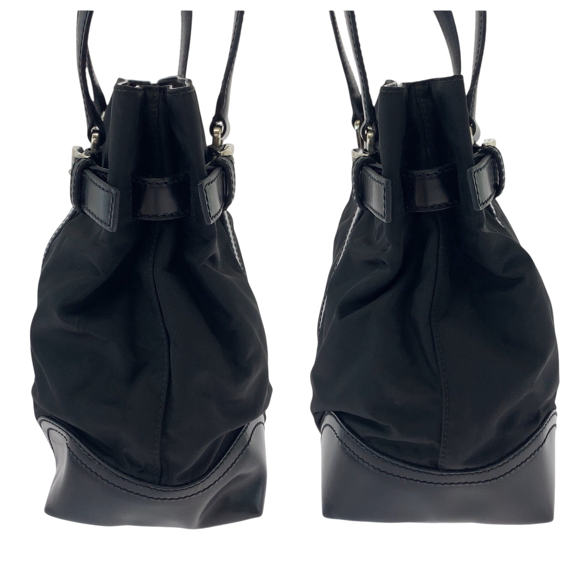 19207
PRADA プラダ テスート 三角ロゴプレート ブラック 黒 シルバー金具 ナイロン BR3118 トートバッグ. レディース A45