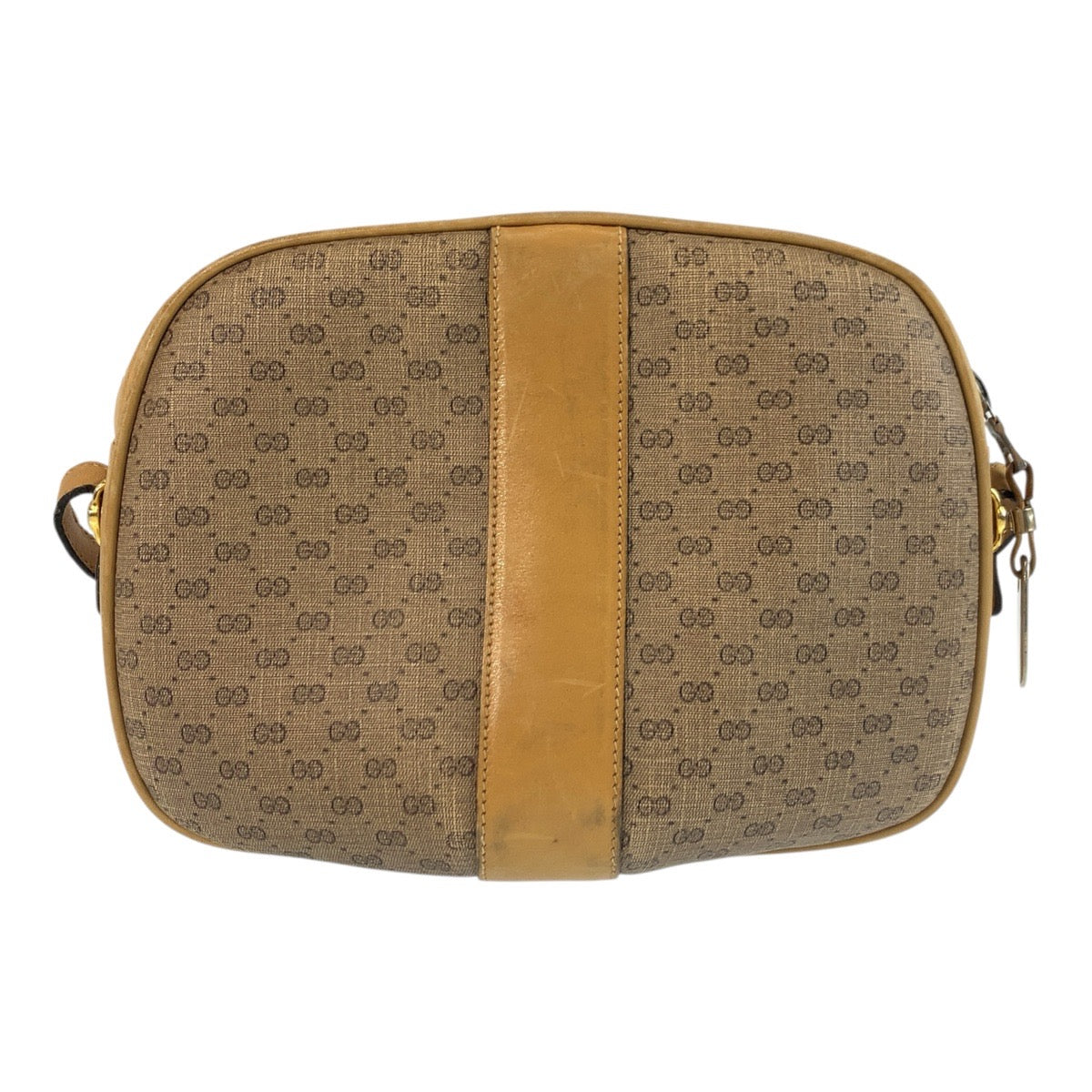 19208
GUCCI グッチ ヴィンテージ オールドグッチ マイクロGG ベージュ ゴールド金具 PVC / レザー ショルダーバッグ ポシェット レディース AB24