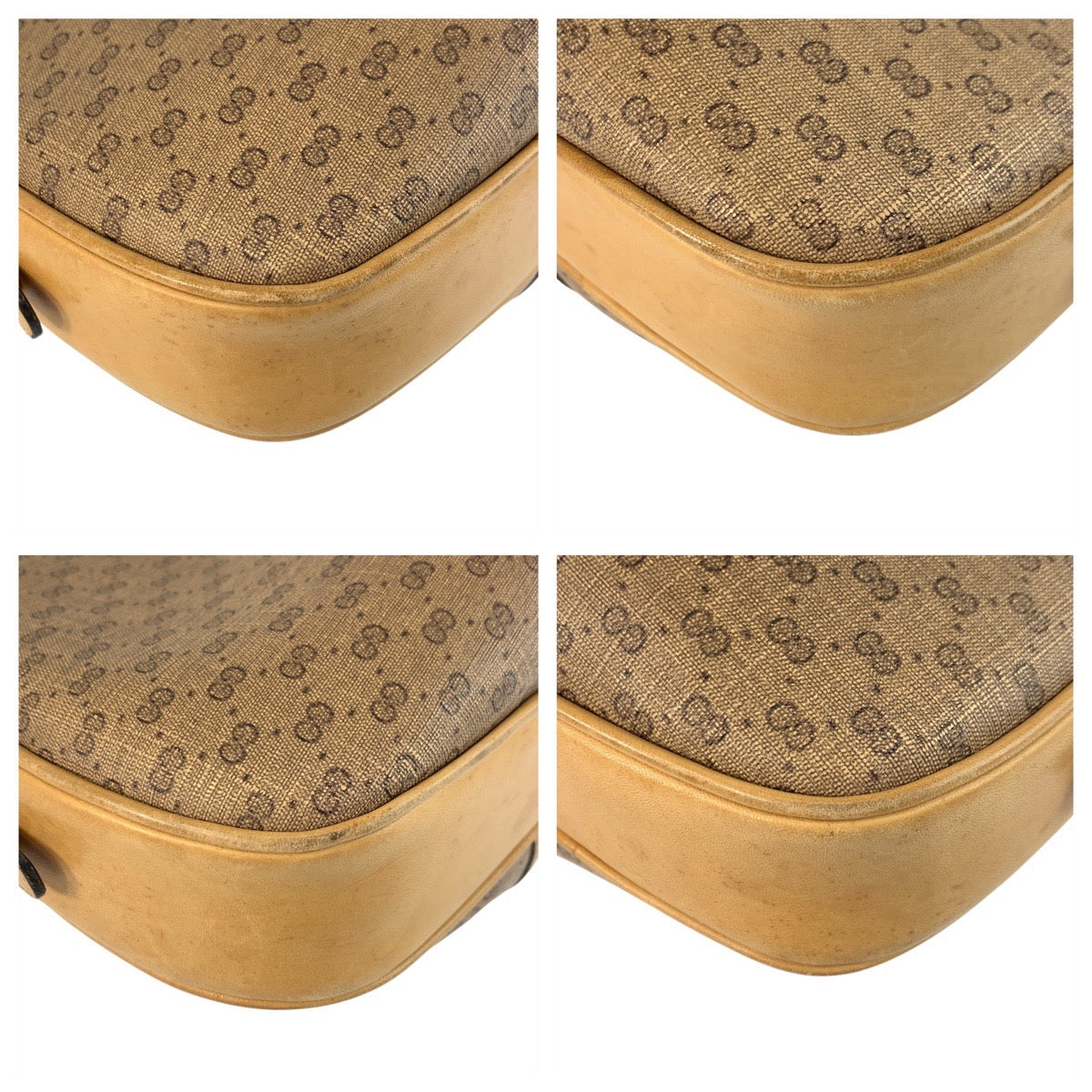 19208
GUCCI グッチ ヴィンテージ オールドグッチ マイクロGG ベージュ ゴールド金具 PVC / レザー ショルダーバッグ ポシェット レディース AB24