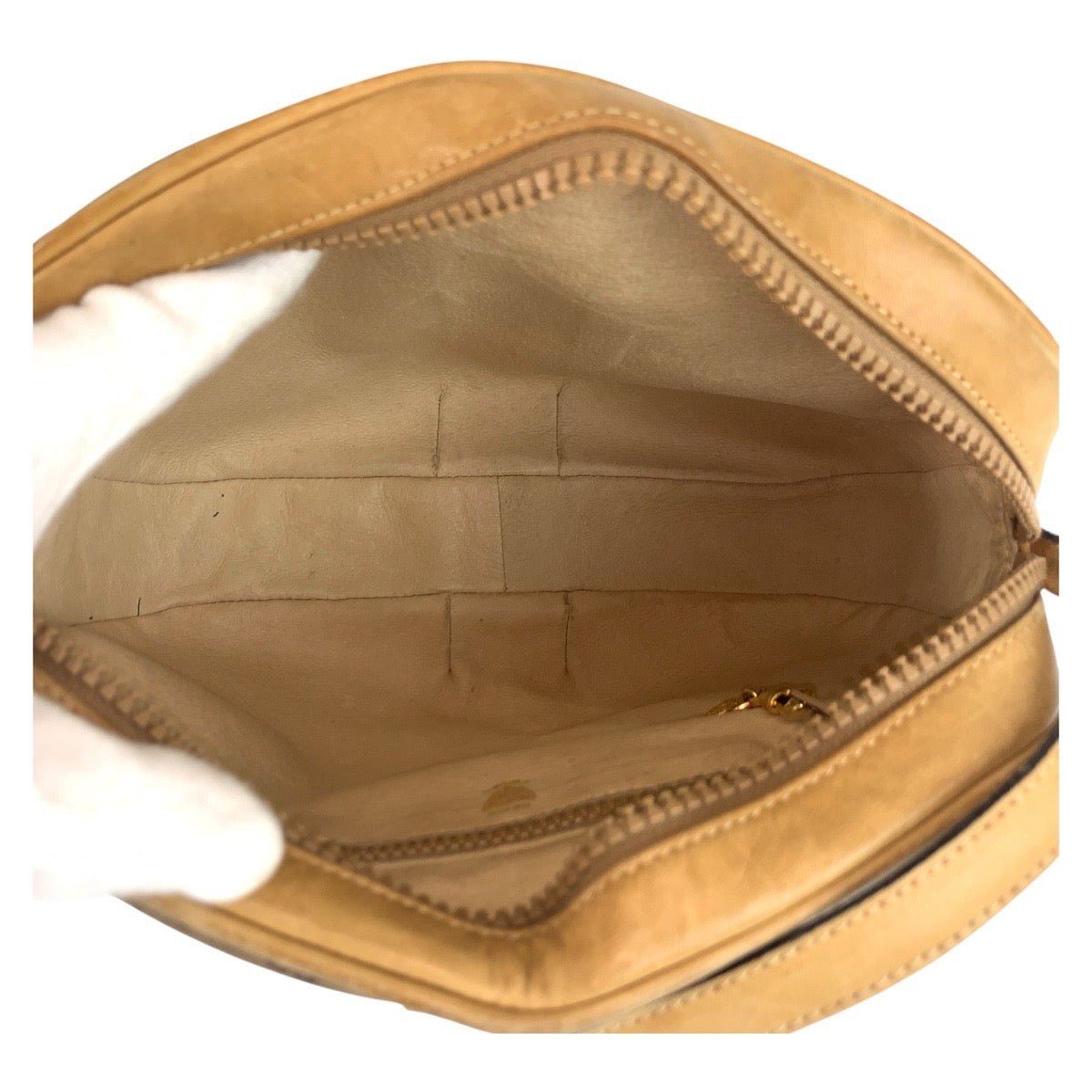 19208
GUCCI グッチ ヴィンテージ オールドグッチ マイクロGG ベージュ ゴールド金具 PVC / レザー ショルダーバッグ ポシェット レディース AB24