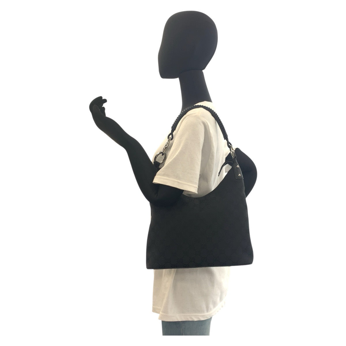 19212
GUCCI グッチ ブラック 黒 シルバー金具 GGキャンバス 115003 ショルダーバッグ レディース A52
