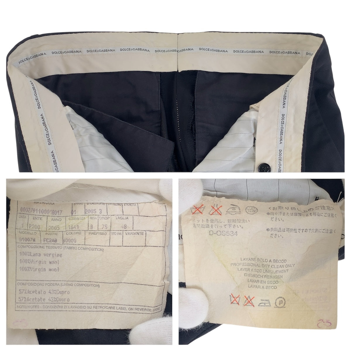 19216
DOLCE&GABBANA ドルチェアンドガッバーナ サイズ48 ブラック 黒 ウール / アセテート / キュプラ パンツ スーツ スラックス  メンズ AB