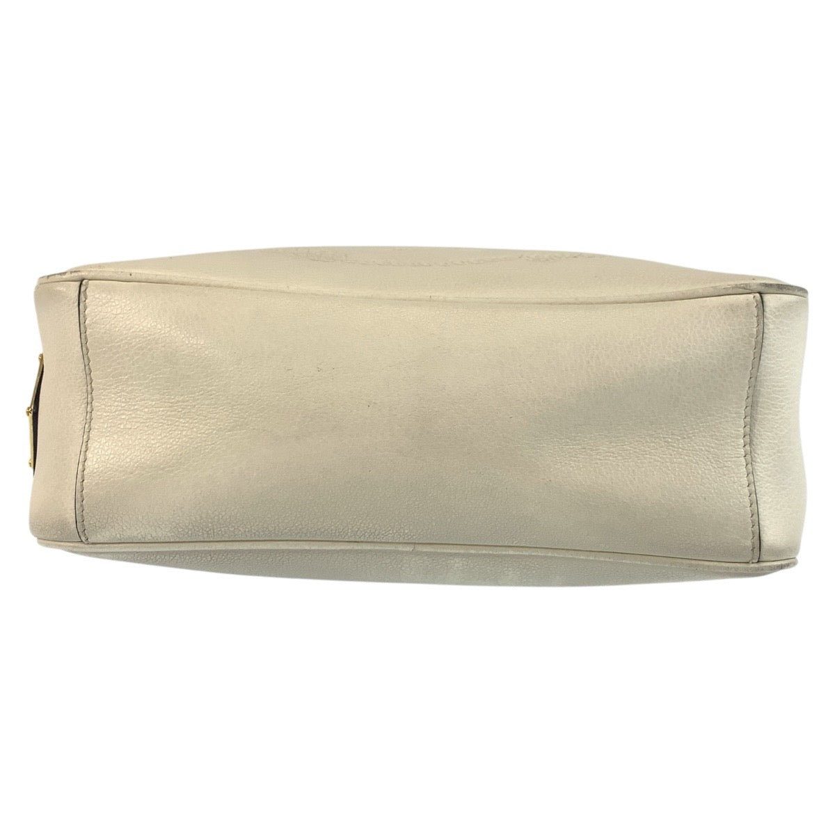 19219
PRADA プラダ ロゴ型押し ホワイト ゴールド金具 レザー ショルダーバッグ ポシェット  レディース AB55