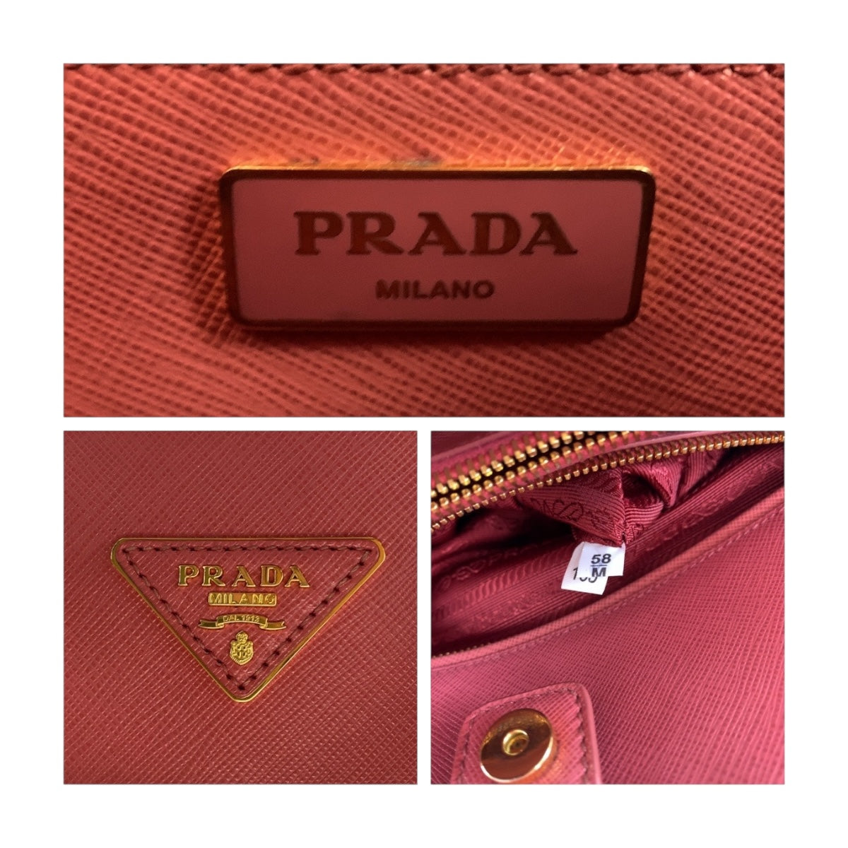 19220
PRADA プラダ サフィアーノ 三角ロゴプレート ピンク ゴールド金具 レザー BN2558 ハンドバッグ  レディース ABP62