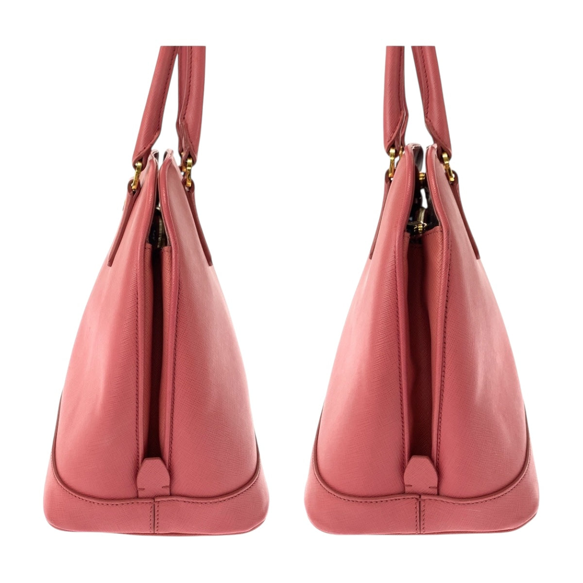 19220
PRADA プラダ サフィアーノ 三角ロゴプレート ピンク ゴールド金具 レザー BN2558 ハンドバッグ  レディース ABP62