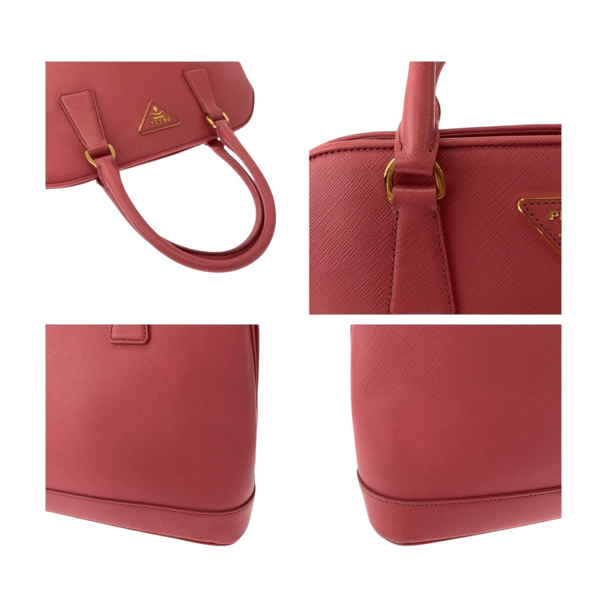 19220
PRADA プラダ サフィアーノ 三角ロゴプレート ピンク ゴールド金具 レザー BN2558 ハンドバッグ  レディース ABP62