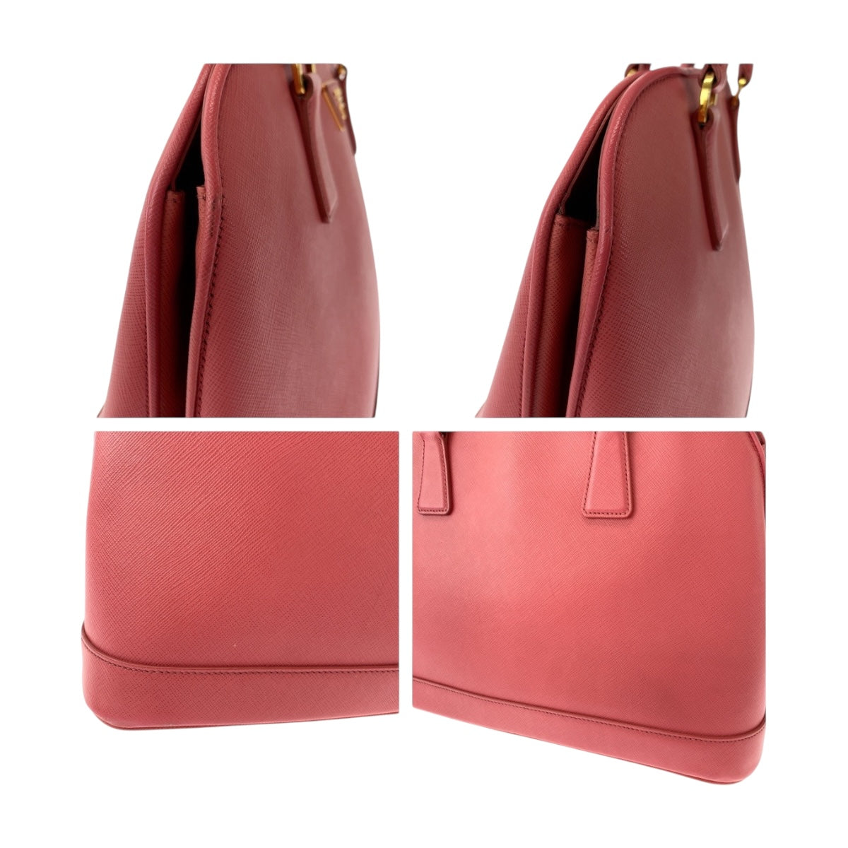 19220
PRADA プラダ サフィアーノ 三角ロゴプレート ピンク ゴールド金具 レザー BN2558 ハンドバッグ  レディース ABP62