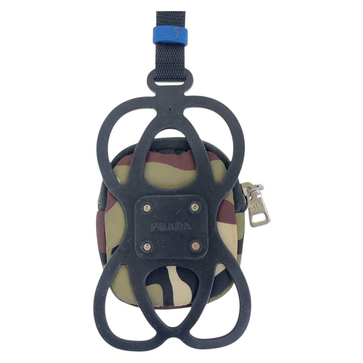 19221
PRADA プラダ テスート 三角ロゴプレート カーキ マルチカラー シルバー金具 ナイロン / ゴム ポーチ スマホケース iPhoneケース スマートフォンホルダー  メンズ A42