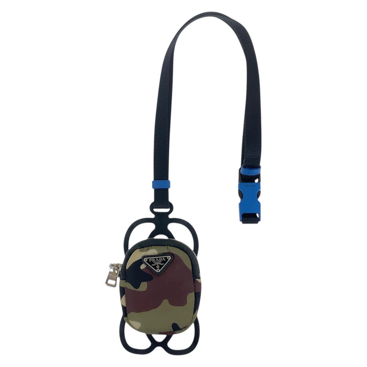 19221
PRADA プラダ テスート 三角ロゴプレート カーキ マルチカラー シルバー金具 ナイロン / ゴム ポーチ スマホケース iPhoneケース スマートフォンホルダー  メンズ A42