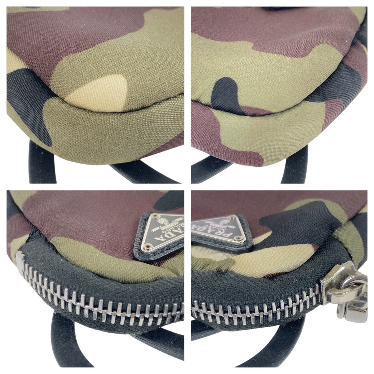 19221
PRADA プラダ テスート 三角ロゴプレート カーキ マルチカラー シルバー金具 ナイロン / ゴム ポーチ スマホケース iPhoneケース スマートフォンホルダー  メンズ A42