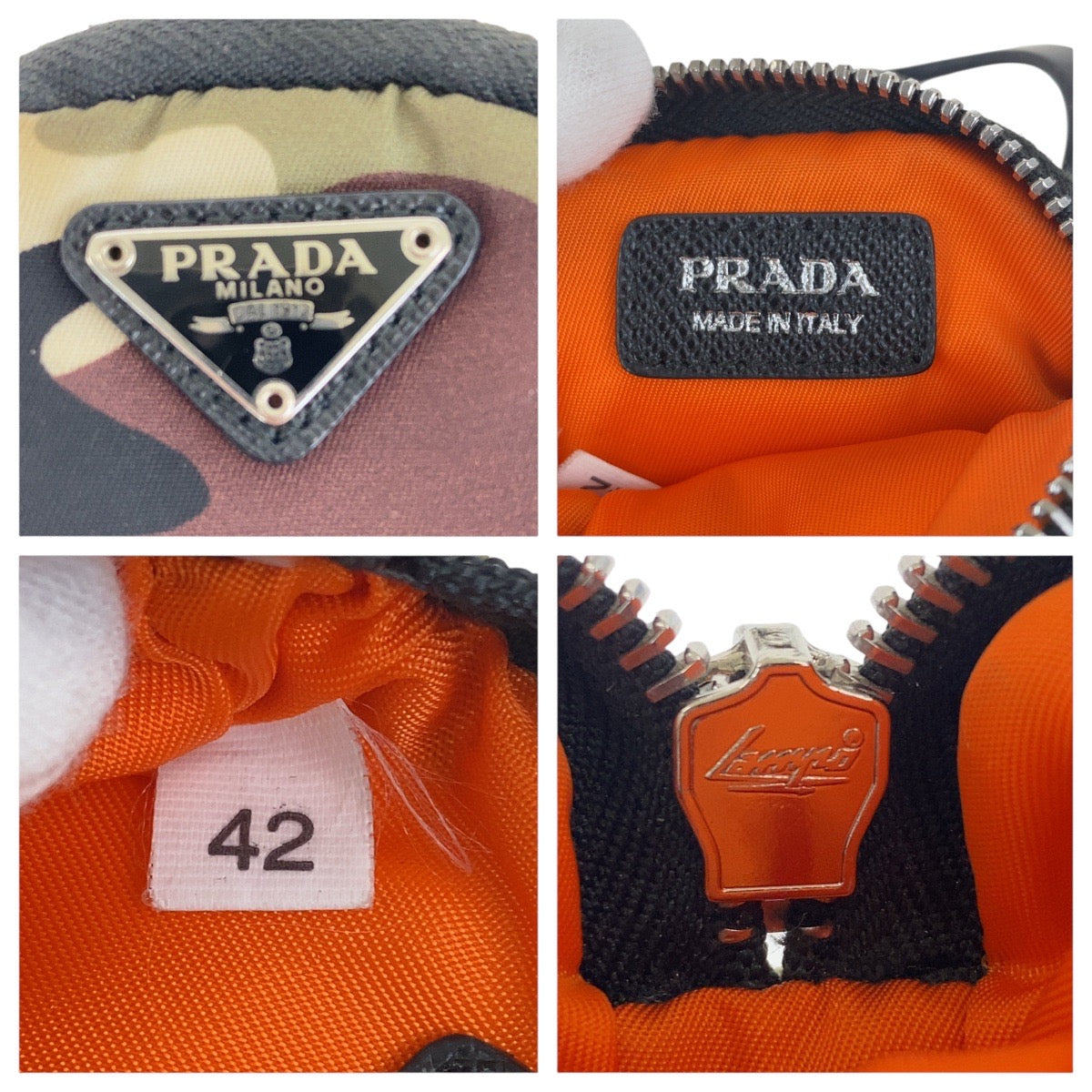 19221
PRADA プラダ テスート 三角ロゴプレート カーキ マルチカラー シルバー金具 ナイロン / ゴム ポーチ スマホケース iPhoneケース スマートフォンホルダー  メンズ A42