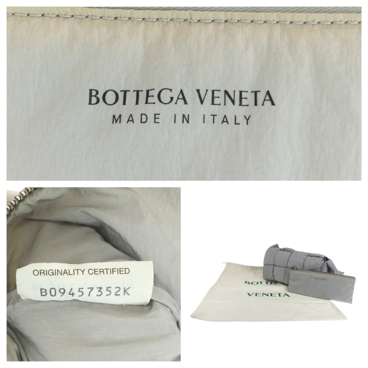 19223
BOTTEGAVENETA ボッテガヴェネタ パデッド テック カセット グレー シルバー金具 ナイロン B09457352K ショルダーバッグ ポーチ付き レディース ABP100