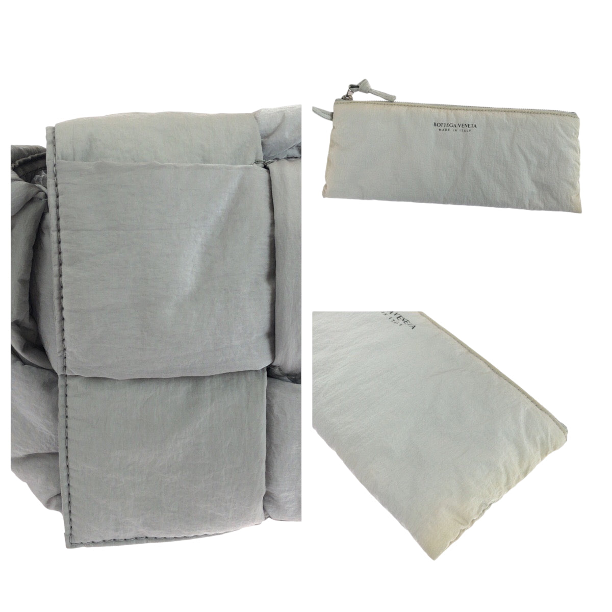 19223
BOTTEGAVENETA ボッテガヴェネタ パデッド テック カセット グレー シルバー金具 ナイロン B09457352K ショルダーバッグ ポーチ付き レディース ABP100