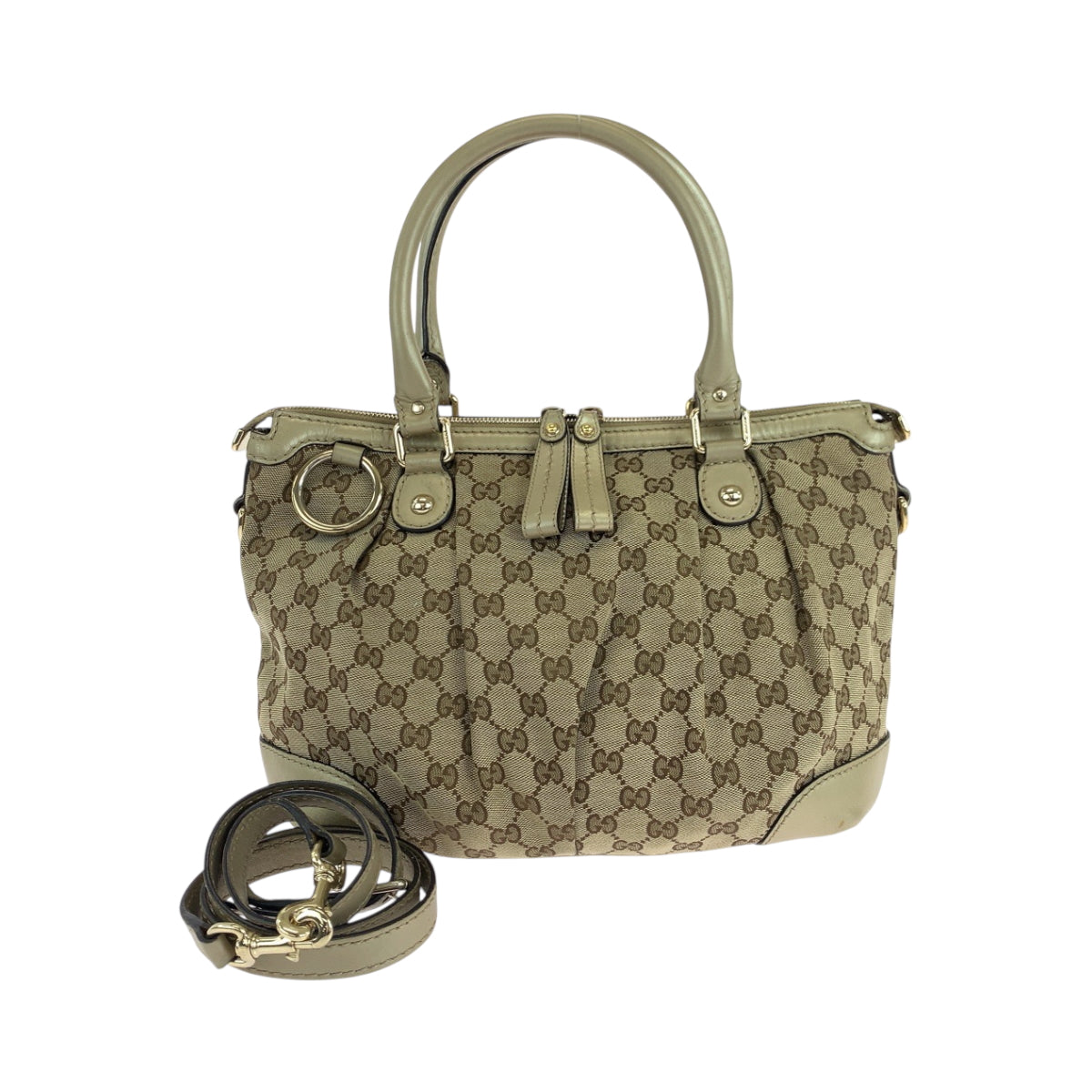 19225
GUCCI グッチ ベージュ ゴールド金具 GGキャンバス 247902 ショルダーバッグ ハンドバッグ 2way  レディース AB34