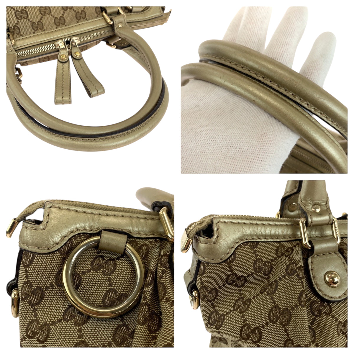 19225
GUCCI グッチ ベージュ ゴールド金具 GGキャンバス 247902 ショルダーバッグ ハンドバッグ 2way  レディース AB34