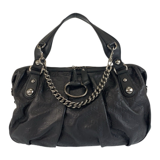 19229
GUCCI グッチ ホースビット グッチシマ ブラック 黒 シルバー金具 レザー 228594 ハンドバッグ ショルダーバッグ レディース A75