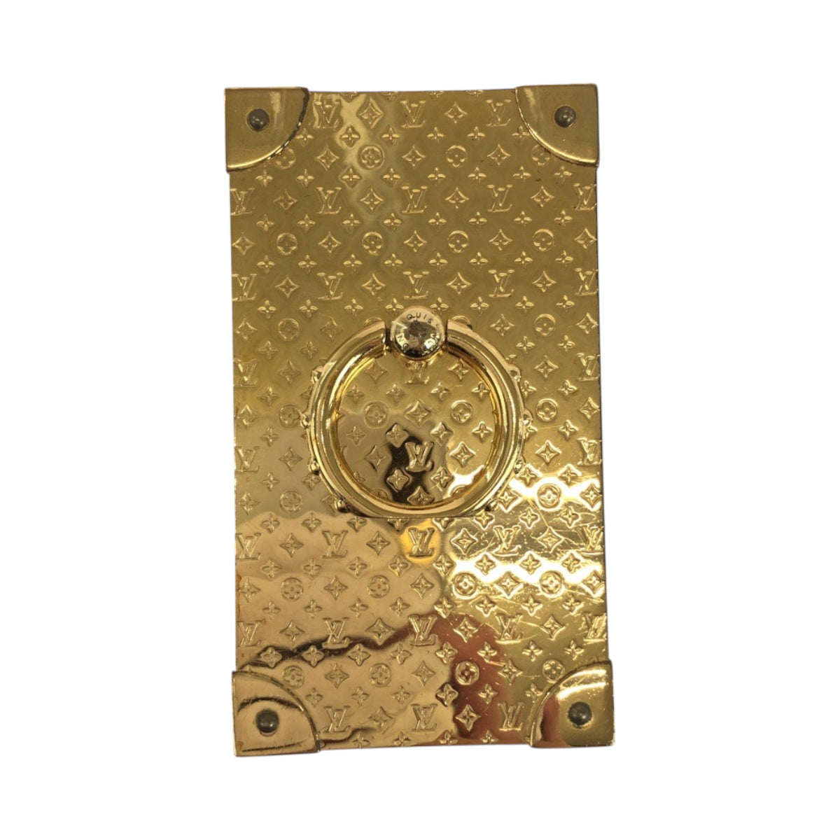 19231
LOUIS VUITTON ルイヴィトン モノグラム フォンリング トランク 男女兼用 ゴールド メッキ M63145 スマホリング スマホスタンド メンズ A22