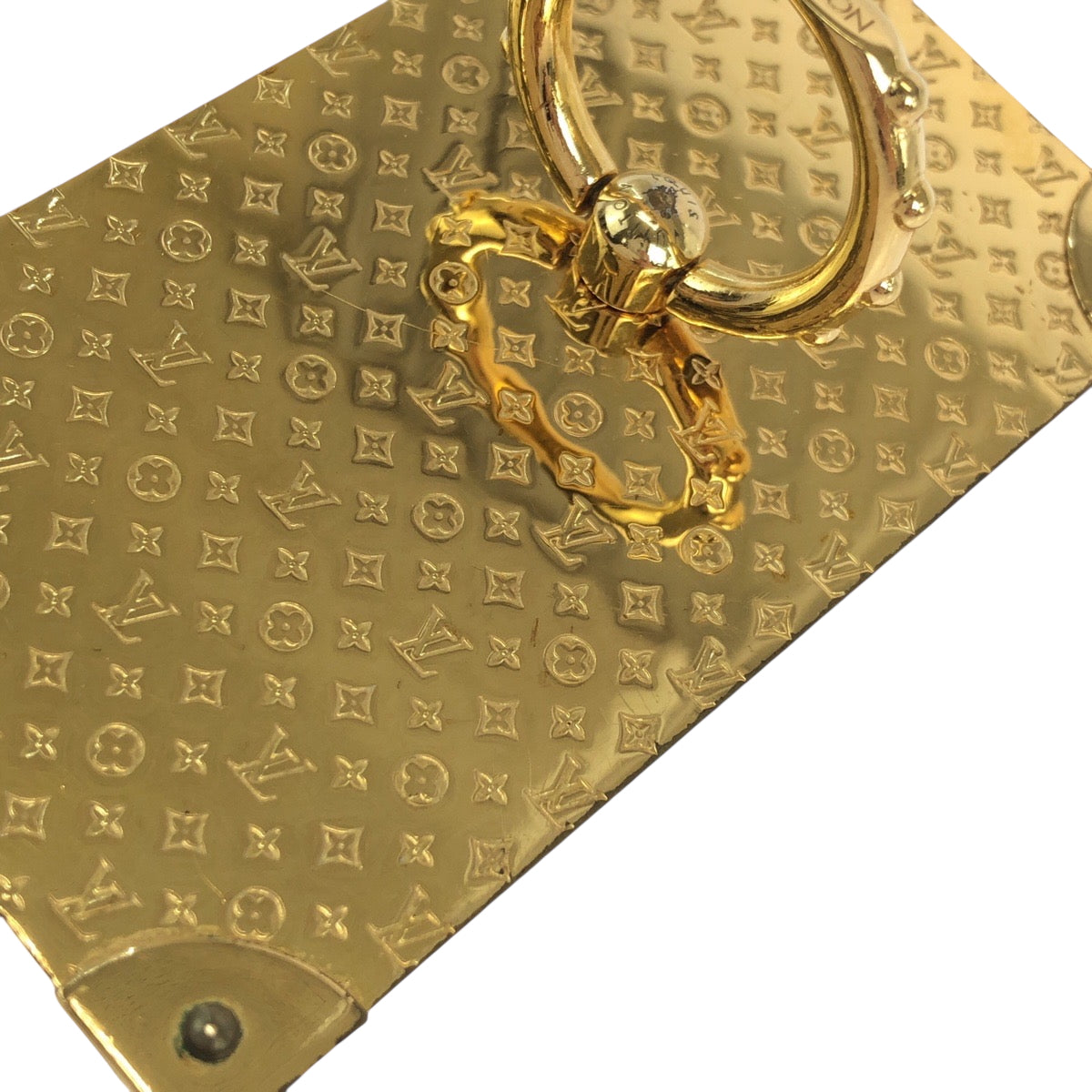 19231
LOUIS VUITTON ルイヴィトン モノグラム フォンリング トランク 男女兼用 ゴールド メッキ M63145 スマホリング スマホスタンド メンズ A22