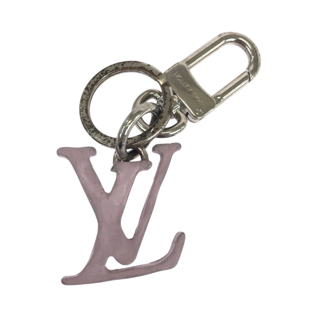 19232
LOUIS VUITTON ルイヴィトン ポルトクレ LVシェイプ  ピンク シルバー金具 ステンレススチール MP2615 キーホルダー  レディース AB13